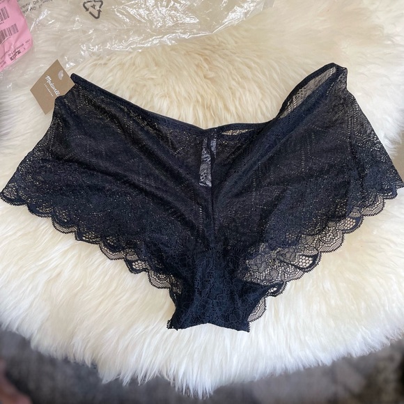 Set of 4 Madewell Lace Boyshorts Nude Blush Pink Black Size Medium - Picture 9 of 12